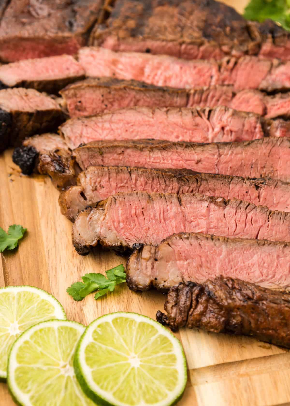 Sliced Carne Asada.