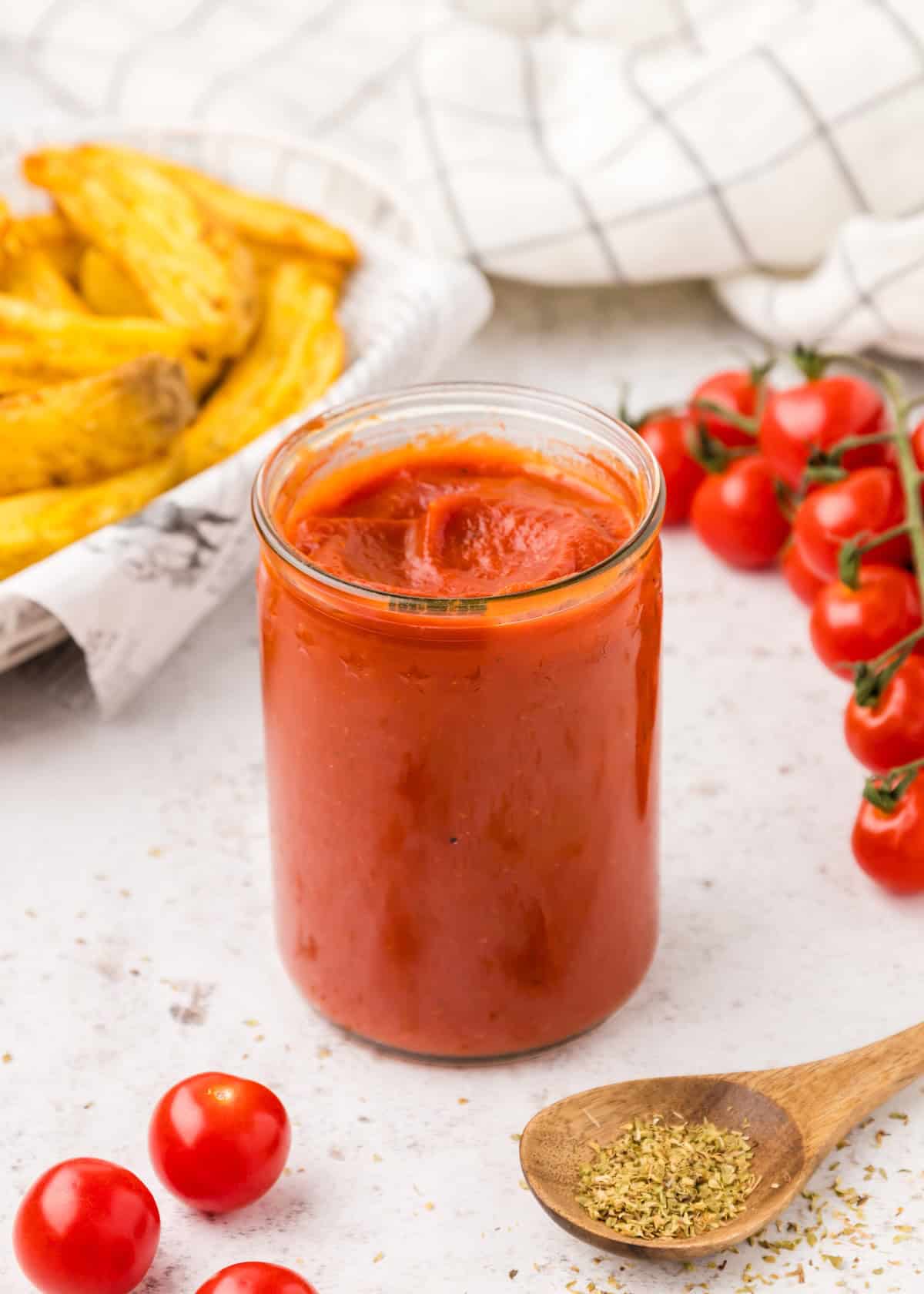 Homemade Ketchup in a jar.