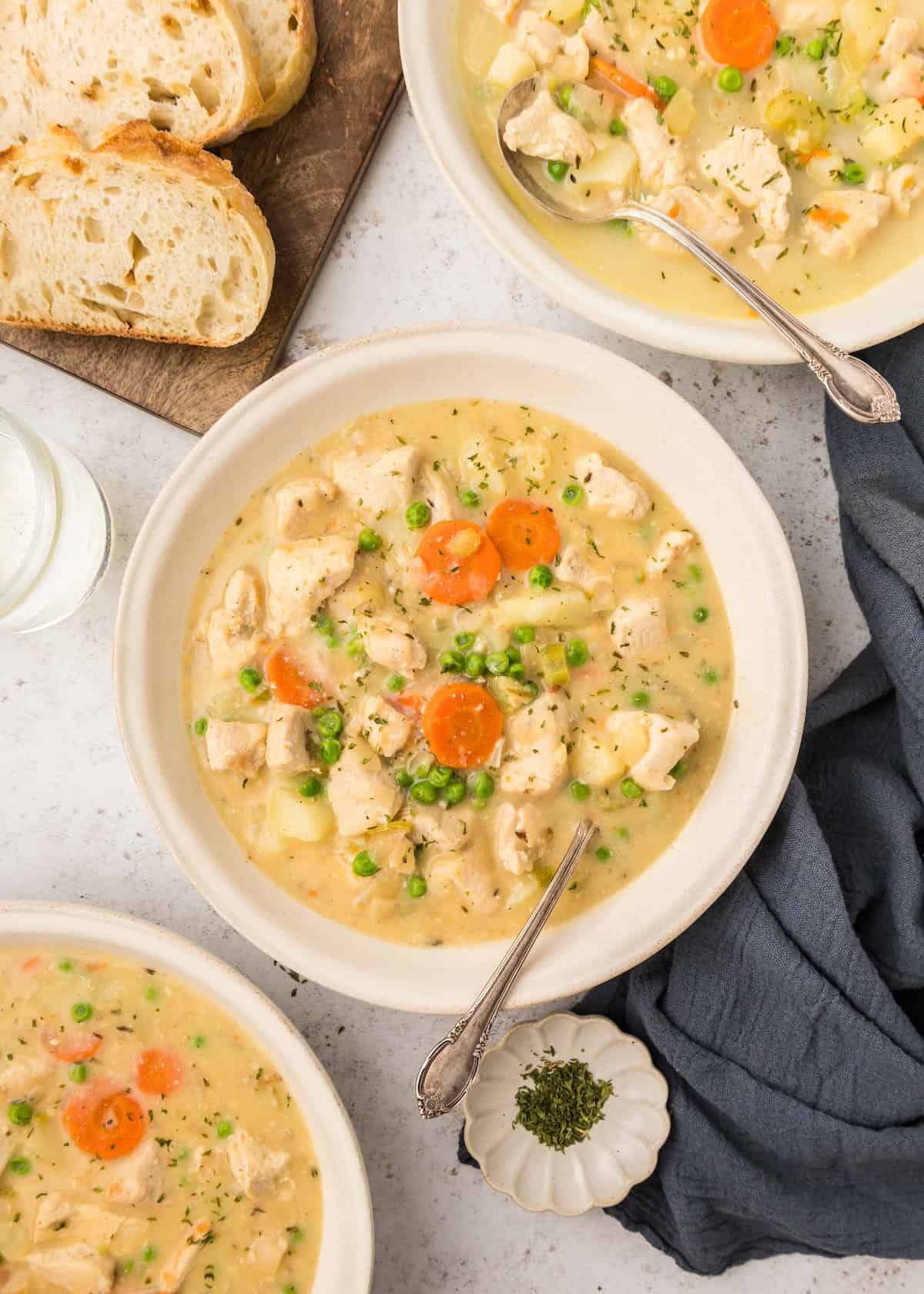 Bowls of Instant Pot Chicken Stew.