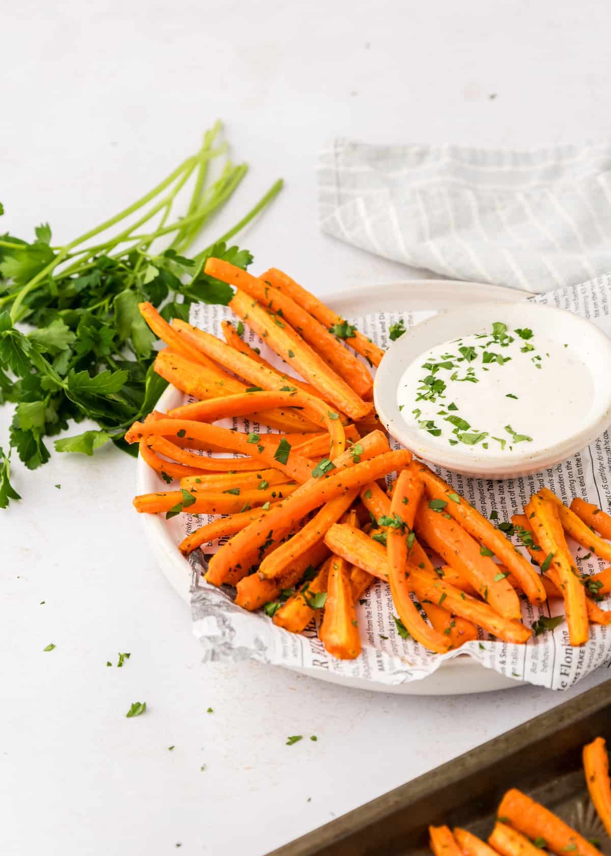 carrot fries served with ranch