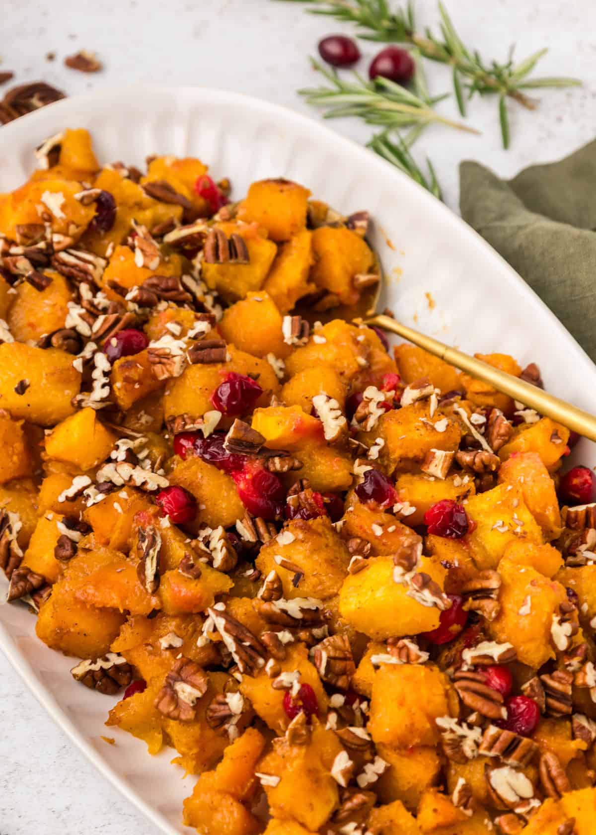 Roasted Butternut Squash on serving platter.